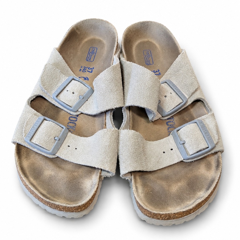 Birkenstock Arizona Suede Sandal Soft Footbed Taupe Narrow EU 37 US L6 M4 Boho